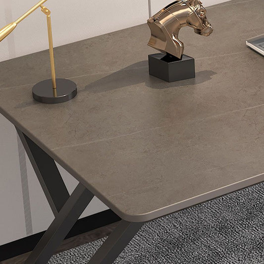 Modern Stone Office Desk 29.52 "H Descrito de escritura rectangular de trineo para el hogar