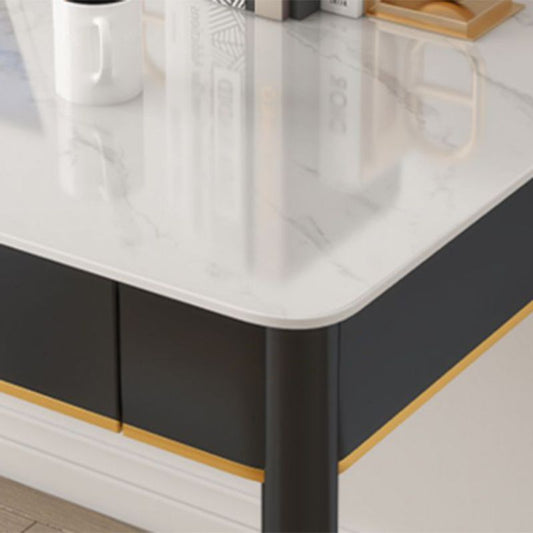 Glam 2 Schubladen Schreibtisch Stein 29,53 "großer Büroschreibtisch mit Parsons Basis