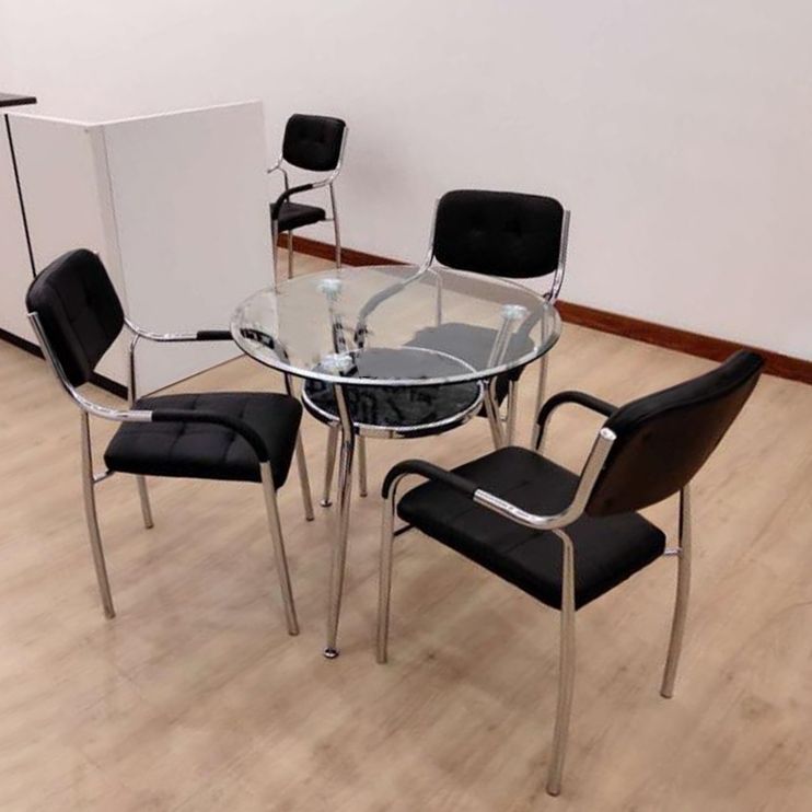 Modern Round Dining Room Table Tempered Glass Table with 3 Legs for Dining Room Clearhalo ' dining_table' 'Dining Tables & Seating' 'Dining Tables' 'furn' 'furn_dining_table' 'Furniture' 'furniture_dining_table' 'Kitchen & Dining Furniture' 'kitchen&dining_furn' 'kitchen' 'kitchen_dining_table' 1200x1200_d8bea174-9f77-46a7-8eed-fa11c3e230f7