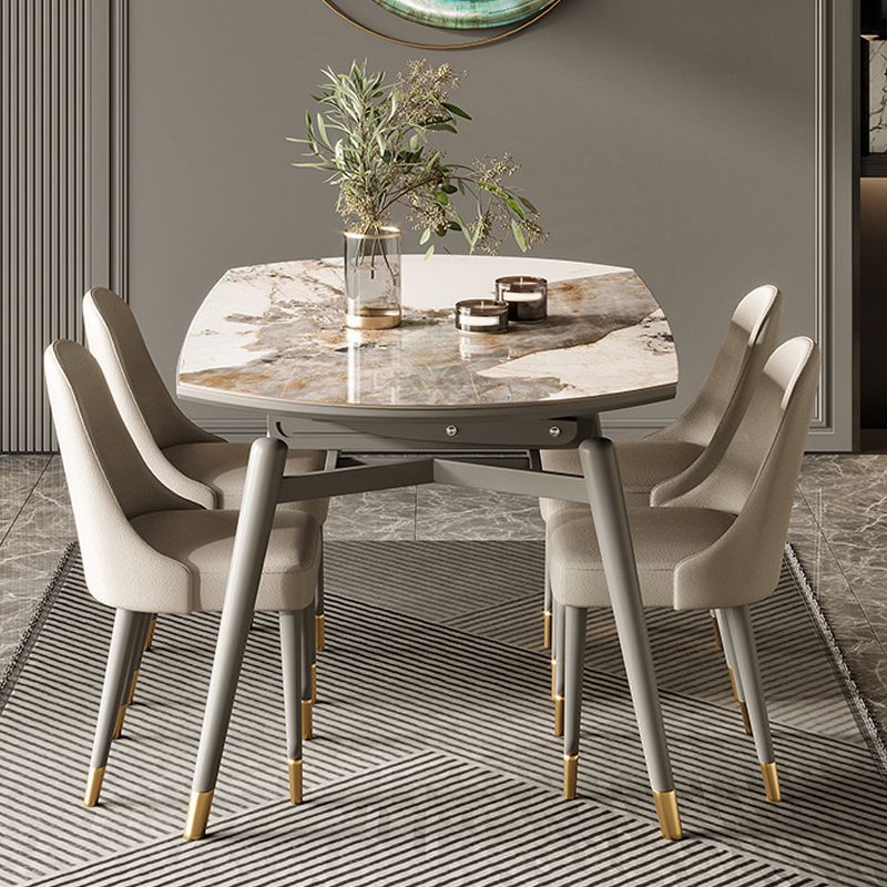 Modern Extensible Dining Table Set 1/2/5/7 Pieces Home Dining Room Set Clearhalo 'Dining Room Sets' 'Dining Tables & Seating' 'dining_room_set' 'furn' 'furn_dining_room_set' 'Furniture' 'Kitchen & Dining Furniture' 1200x1200_d8bebf98-73d7-4fea-ac6e-81dab0a2a996
