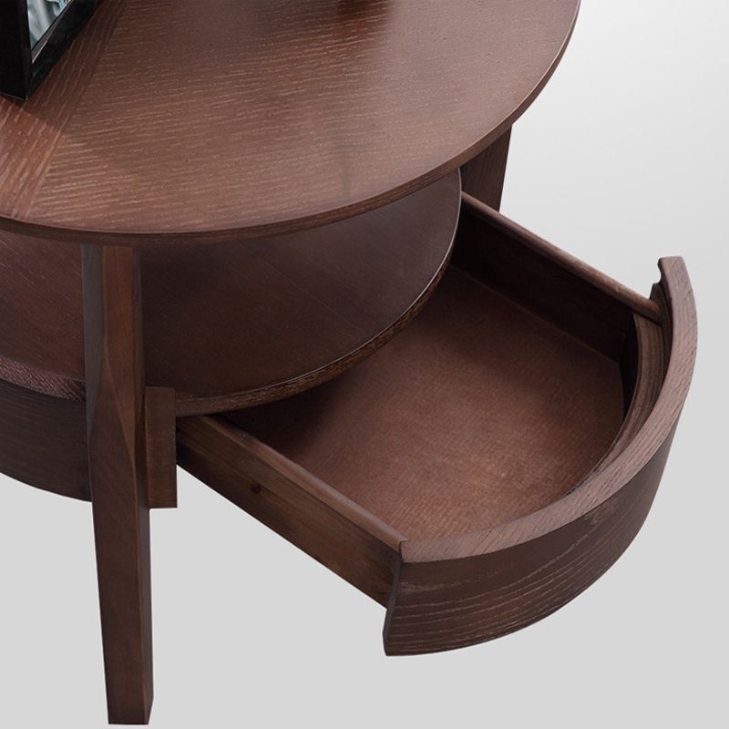 Modernistic Living Room Round 1-Drawer 3 Legs Solid Wood End Table