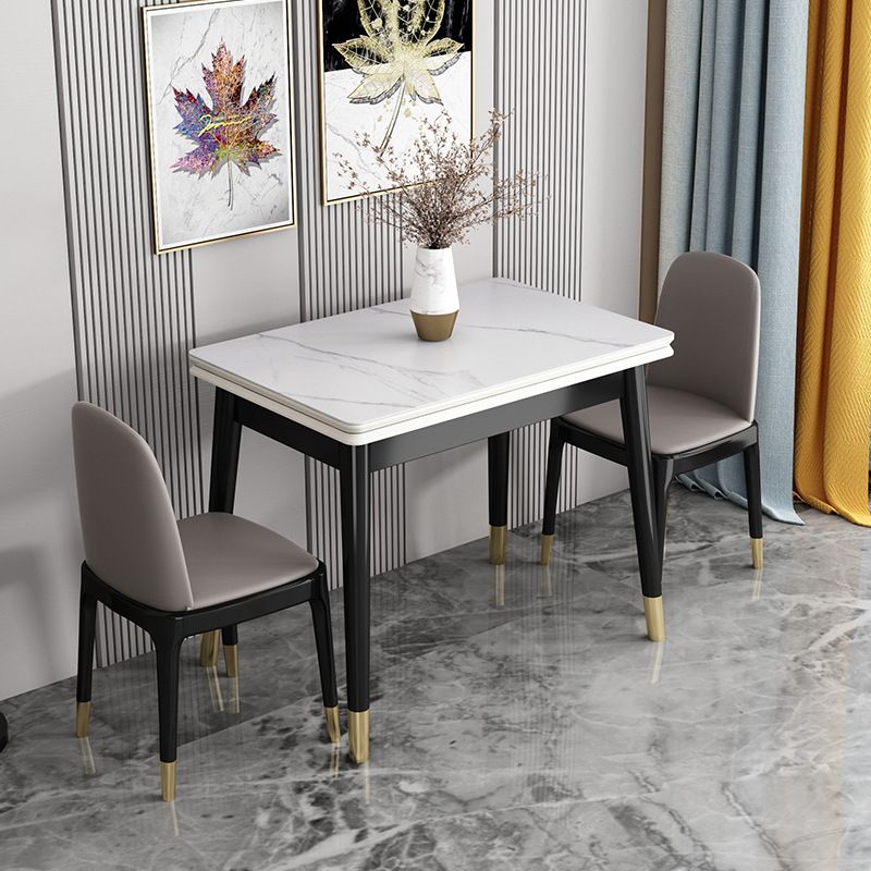 Glam Sintered Stone Rectangle Dining Room Set Space-Saving Design Dining Table Furniture Clearhalo 'Dining Room Sets' 'Dining Tables & Seating' 'dining_room_set' 'Furniture' 'furniture_dining_room_set' 'Kitchen & Dining Furniture' 'kitchen&dining_furn' 'kitchen' 1200x1200_d8bf853f-c1a3-4ef3-8946-11196c5d54c3