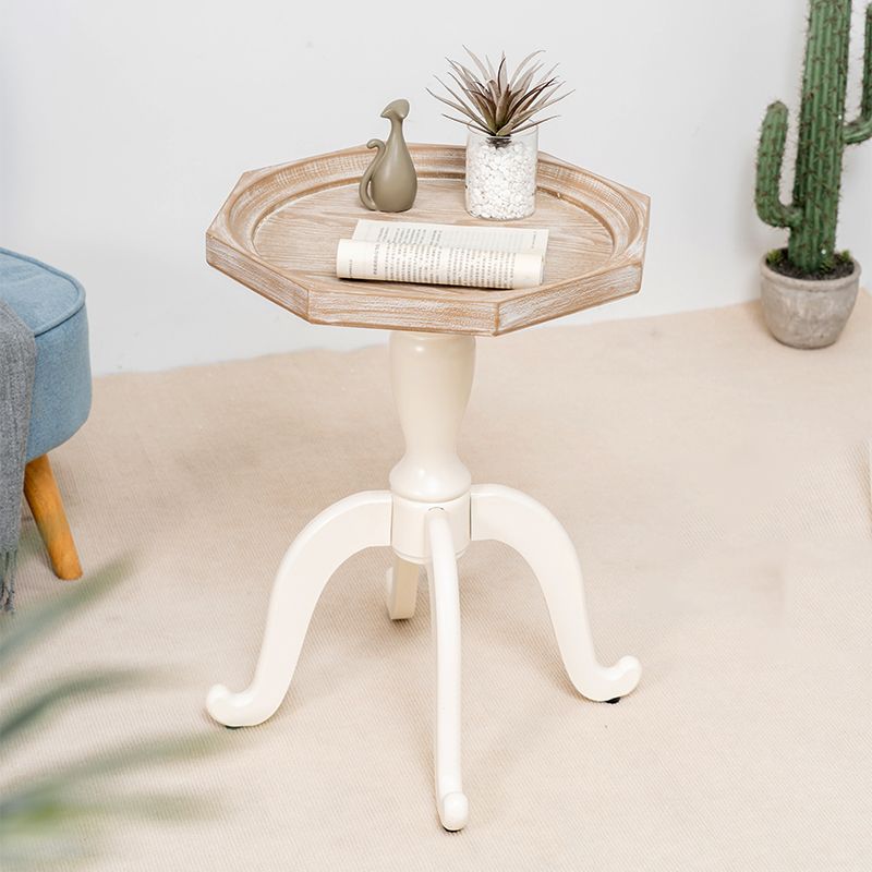 Table de bout rustique salon métal 4 jambes table d'appoint en bois massif