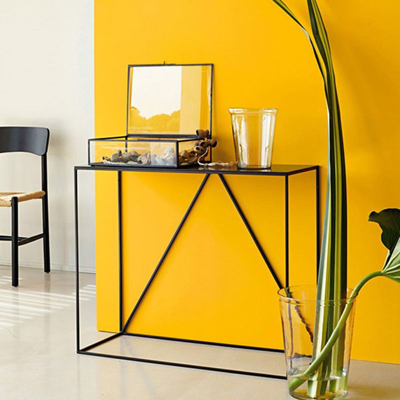 Tavolo di accento di ferro con base di cornici e rettangolo top moderno stile