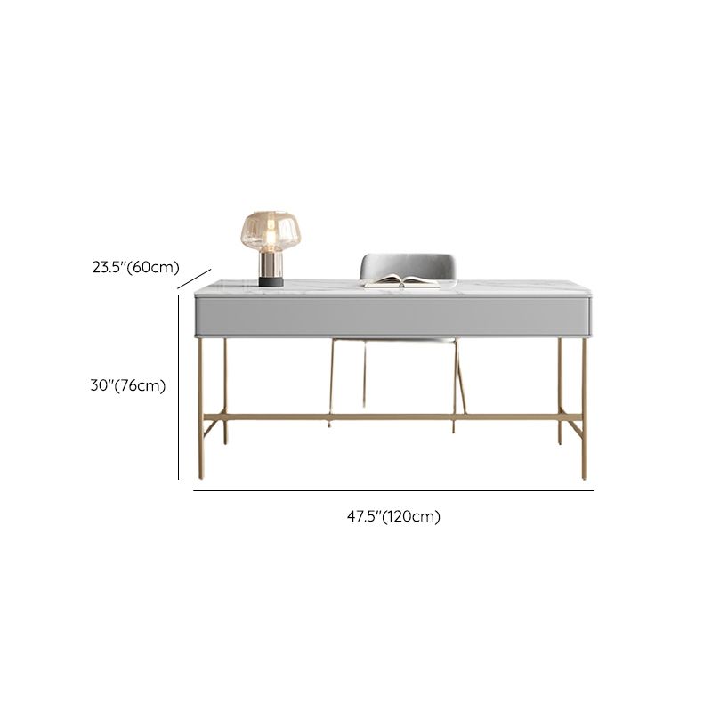 Modern Stone Office Desk Rectangular Shape Task Desk with 2-Drawers in Grey and Gold Clearhalo 'furn' 'furn_office_desk' 'Furniture' 'Office Desks' 'Office Furniture' 'office_desk' 1200x1200_d8bffbd1-6785-44a8-b8e4-af8399864ddb