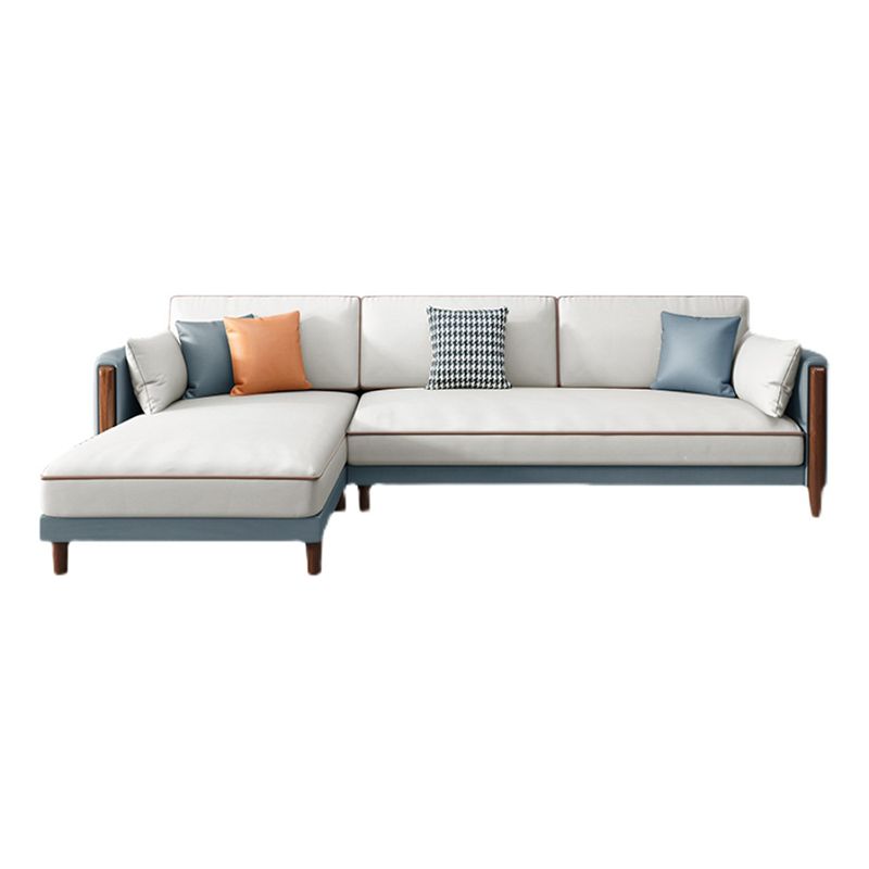 Moderno 35,43 "h di divano e chaise del braccio quadrato in leatine in finta fusione solida