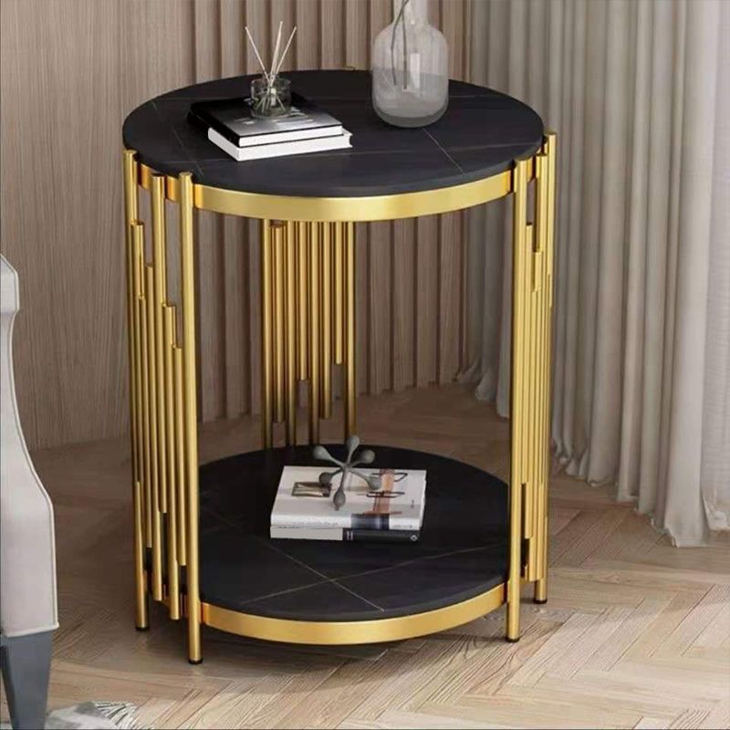 Round Stone Top Side End Table Frame Sofa Side End Table for Living Room Clearhalo 'Coffee & Accent Tables' 'End & Side Tables' 'end_side_table' 'end_side_tables' 'furn' 'furn_end_side_tables' 'Furniture' 'furniture_end_side_table' 'Living Room Furniture' 1200x1200_d8c1439b-35f2-4e67-a252-6271de9b78ff