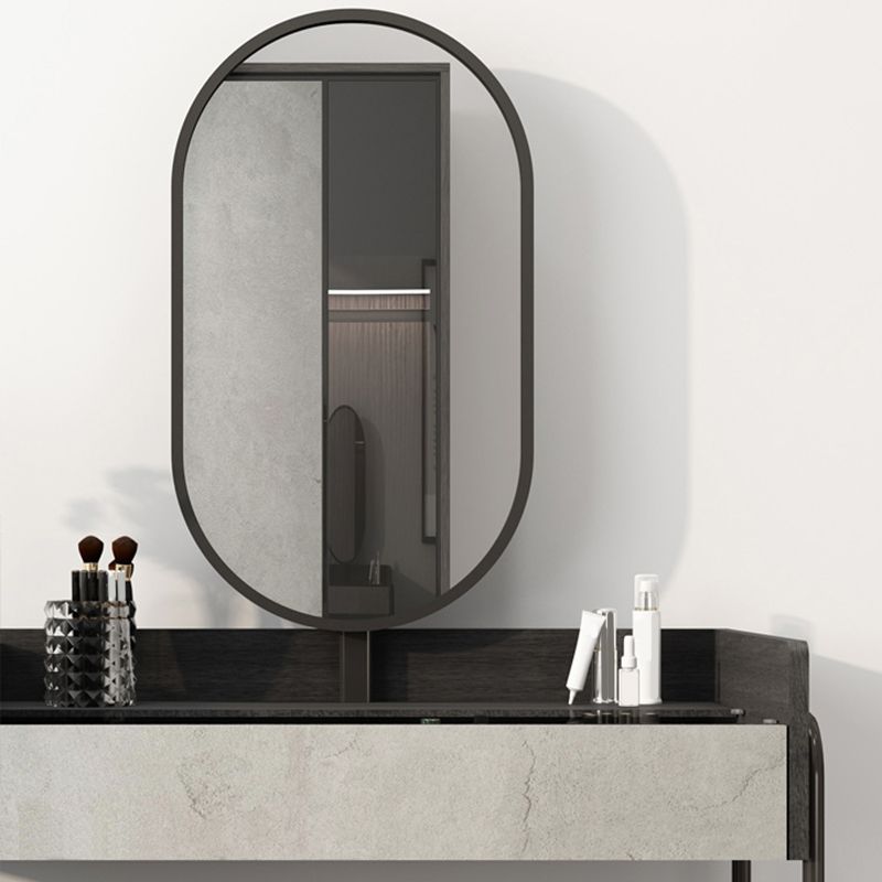 Tavolo da toep da trucco con vanità in vetro contemporaneo con specchio e sgabelli - 32,38 "H