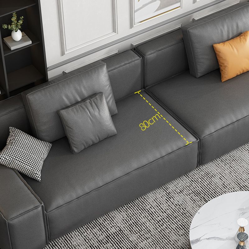 Sofa industriel avec oreillers de boîtier de base de 25,6 "Haut-tissu carré de bras en gris