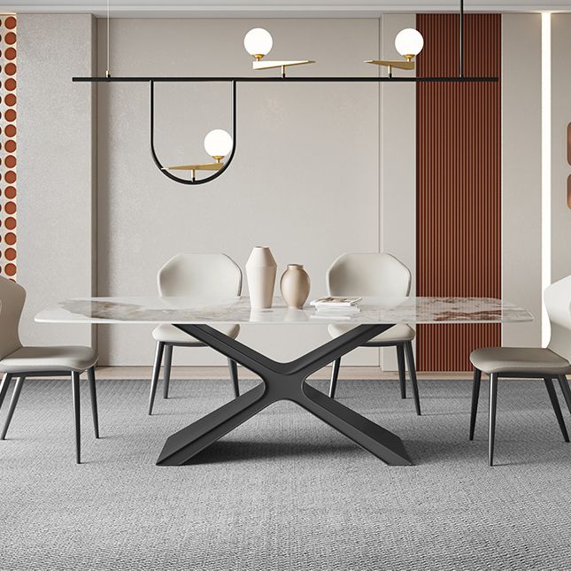 Metal Traditional Luxury Rectangle Table Sintered Stone Top Indoor Table with Pedestal Clearhalo ' dining_table' 'Dining Tables & Seating' 'Dining Tables' 'furn' 'furn_dining_table' 'Furniture' 'furniture_dining_table' 'Kitchen & Dining Furniture' 'kitchen&dining_furn' 'kitchen' 'kitchen_dining_table' 1200x1200_d8c2de42-14f2-4a6e-a4af-ced0bdef0b98