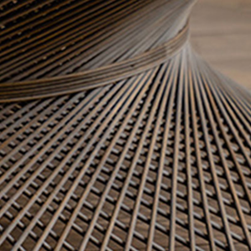 French Country Round Rattan Coffee Table Distressed Brown Cocktail Table