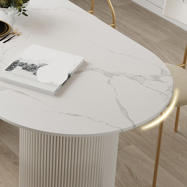 Oval Stone Top Dining Table Modern White Base Dining Table for Living Room Clearhalo 'Dining Tables & Seating' 'Dining Tables' 'dining_table' 'furn' 'furn_dining_table' 'Furniture' 'furniture_dining_table' 'Kitchen & Dining Furniture' 'kitchen' 'kitchen_dining_table' 1200x1200_d8c3c638-d610-4033-b2bd-488a32800747