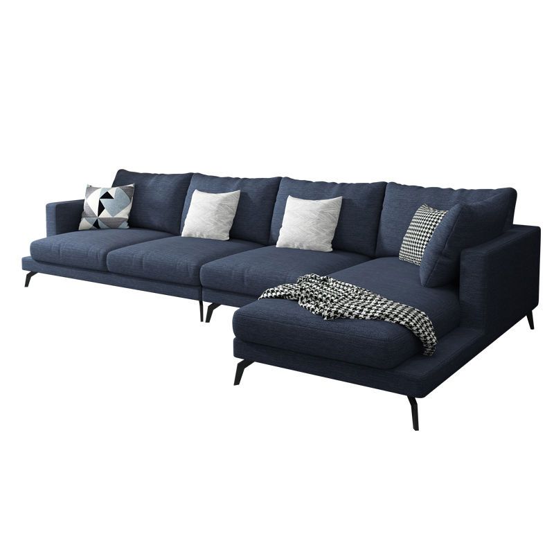 Square 4-Seater Sectional with Pillows Back in Linen Blend L-shape Sectional Clearhalo 'furn' 'furn_sectionals' 'Furniture' 'Living Room Furniture' 'Sectionals' 1200x1200_d8c4a5eb-c7f8-4ae2-8aa7-c58c323e32c8