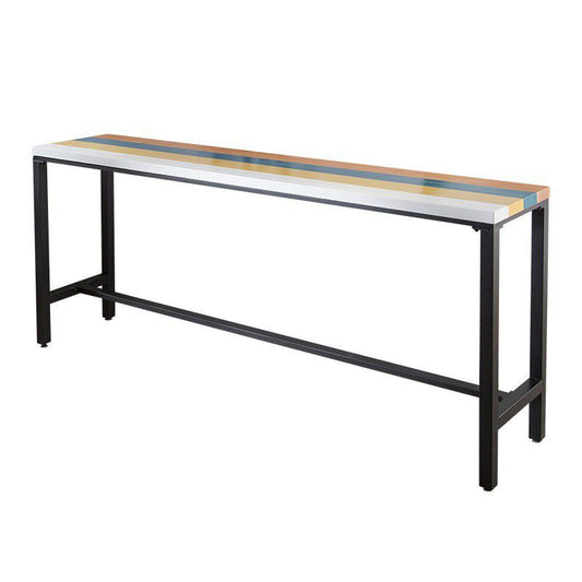 Industrial 1/5 Pieces Bar Table Set Rectangle Wood Counter Table with High Stools for Cafe