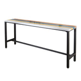Industrial 1/5 Pieces Bar Table Set Rectangle Wood Counter Table with High Stools for Cafe