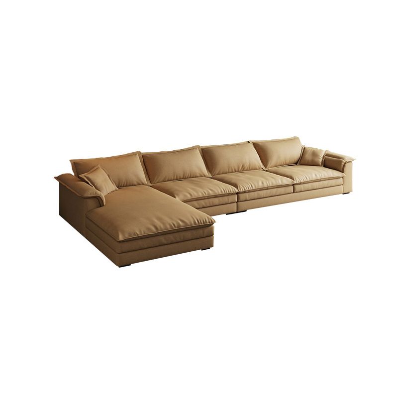 Contemporary Pillow Top Arm Stain-Resistant Furniture Sectionals in Brown