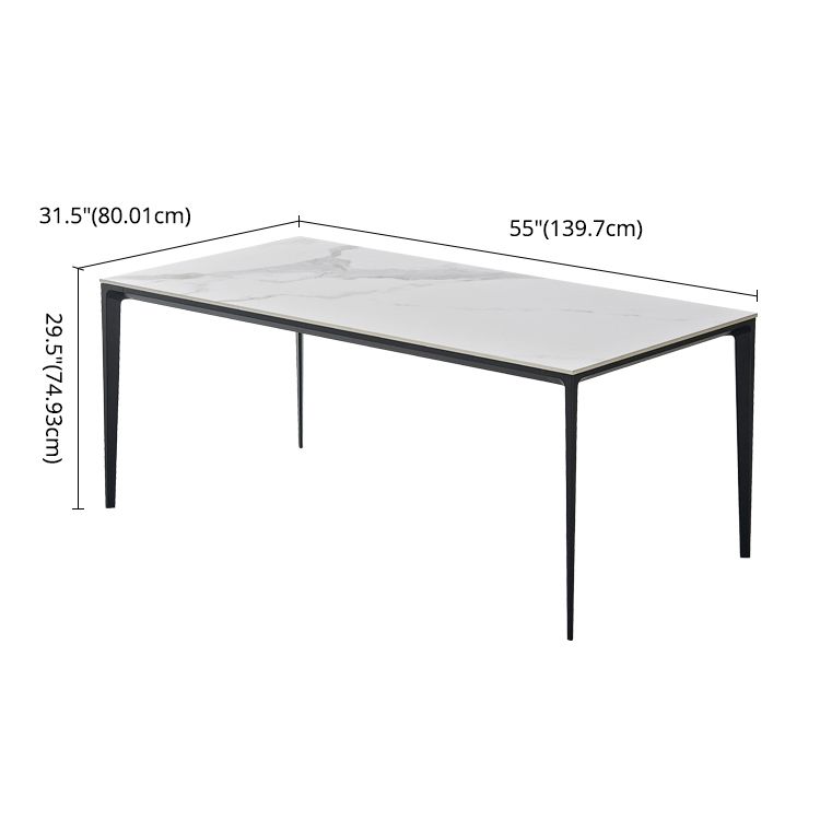 Contemporary Rectangle Shape White Dining Set Sintered Stone Standard Dining Set for Kitchen Clearhalo 'Dining Room Sets' 'Dining Tables & Seating' 'dining_room_set' 'furn' 'furn_dining_room_set' 'Furniture' 'furniture_dining_room_set' 'Kitchen & Dining Furniture' 'kitchen&dining_furn' 'kitchen' 1200x1200_d8c73cd6-d336-403e-9d19-a3a06d56585d