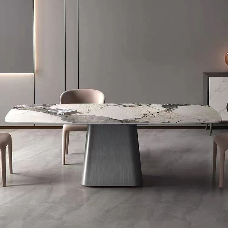Metal Traditional Luxury Rectangle Table Sintered Stone Indoor Table with Pedestal Base Clearhalo ' dining_table' 'Dining Tables & Seating' 'Dining Tables' 'furn' 'furn_dining_table' 'Furniture' 'furniture_dining_table' 'Kitchen & Dining Furniture' 'kitchen&dining_furn' 'kitchen' 'kitchen_dining_table' 1200x1200_d8c76b87-d206-44b0-8c32-d1798ca7dfb1