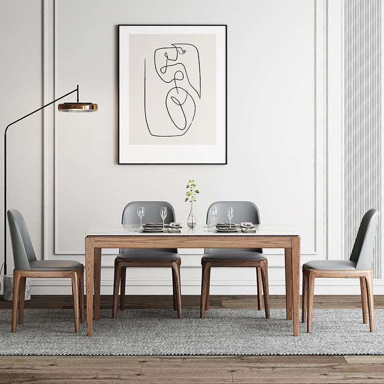 Sintered Stone Top Rectangle Table in White Medieval Modern Table with 4 Legs Clearhalo ' dining_table' 'Dining Tables & Seating' 'Dining Tables' 'furn' 'furn_dining_table' 'Furniture' 'furniture_dining_table' 'Kitchen & Dining Furniture' 'kitchen&dining_furn' 'kitchen' 'kitchen_dining_table' 1200x1200_d8c84466-0714-46b9-a6e8-09a7c1f9679c