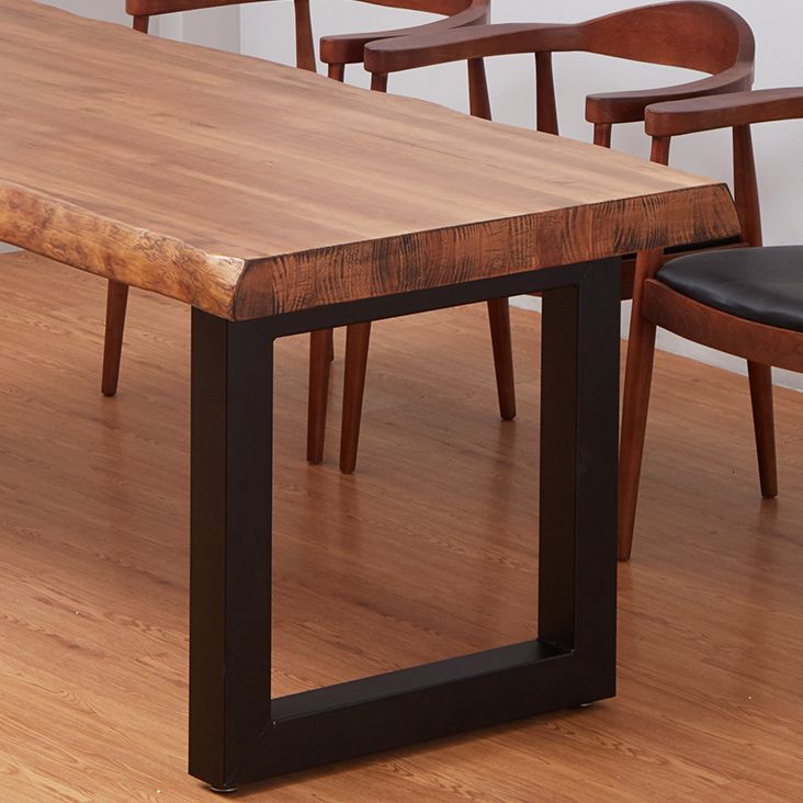 Metal Industrial Rectangle Indoor Table Solid Wood Top Table with Sled Base Clearhalo ' dining_table' 'Dining Tables & Seating' 'Dining Tables' 'furn' 'furn_dining_table' 'Furniture' 'furniture_dining_table' 'Kitchen & Dining Furniture' 'kitchen&dining_furn' 'kitchen' 'kitchen_dining_table' 1200x1200_d8cb09ce-f3f7-498f-8885-1df633f9d5fc