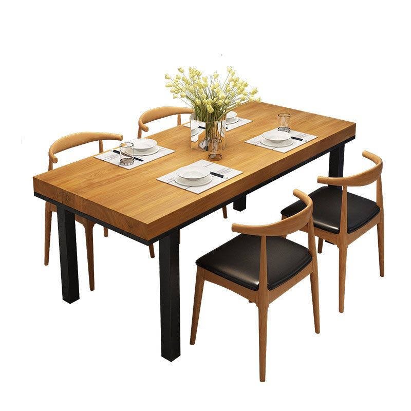 Pine Wood Top Dining Table Industrial Table with 4 Legs in Black Clearhalo 'Dining Tables & Seating' 'Dining Tables' 'dining_table' 'furn' 'furn_dining_table' 'Furniture' 'furniture_dining_table' 'Kitchen & Dining Furniture' 'kitchen' 'kitchen_dining_table' 1200x1200_d8cc7f6a-11b5-4a43-aca8-c29835ff6c7a