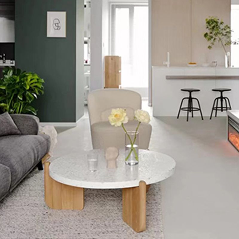 Round Terrazzo 1 Single Coffee Table Modern Style Wooden 3 Legs Cocktail Table Clearhalo 'Coffee & Accent Tables' 'Coffee Tables' 'coffee_tables' 'furn' 'furn_coffee_tables' 'Furniture' 'Living Room Furniture' 1200x1200_d8cca553-5d85-43de-8a0c-127e278b4bda