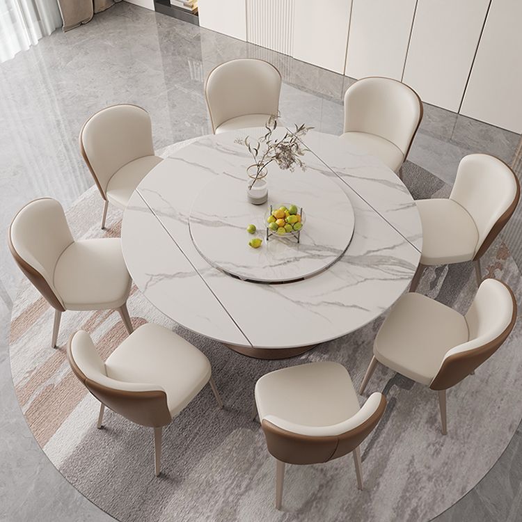Nordic 1/4/5/6/7/9 Pieces Dining Set Stone Round Table and Leather Chairs Dinette Set Clearhalo 'Dining Room Sets' 'Dining Tables & Seating' 'dining_room_set' 'furn' 'furn_dining_room_set' 'Furniture' 'furniture_dining_room_set' 'Kitchen & Dining Furniture' 'kitchen&dining_furn' 'kitchen' 1200x1200_d8ce907e-b591-43ae-a7d3-13ec6232c248