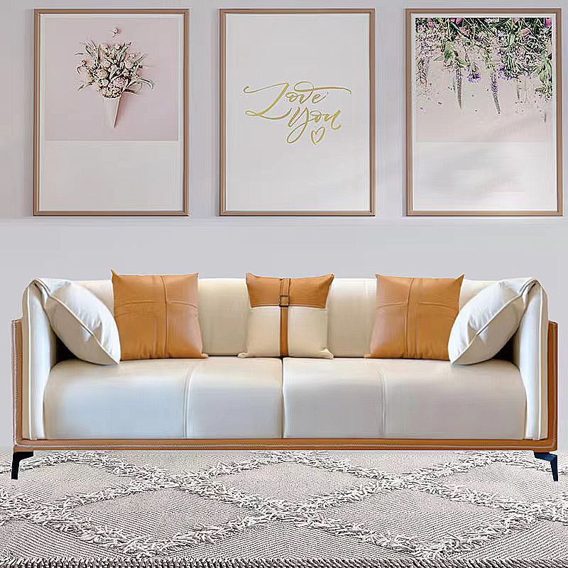 29.5" H Contemporary Faux Leather Pillow Top Arm Sofa for Living Room Clearhalo 'furn' 'furn_sofas' 'Furniture' 'Living Room Furniture' 'Sofa' 'sofas' 1200x1200_d8d04738-1fb9-424c-8725-7474ce543b0a