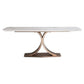 Rectangle Pedestal Table Modern Dining Table Metal Base Table for Home