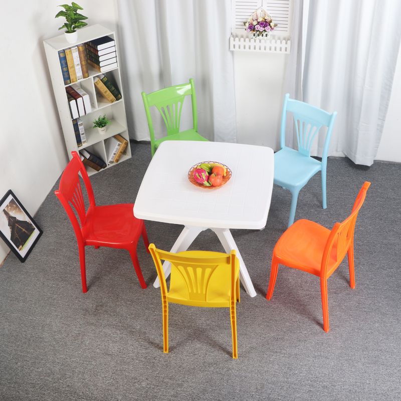 Contemporary Style Stacking Chair Plastic Slat Back Dining Armless Chair Clearhalo ' kitchen&dining_furn' 'Dining Chairs' 'Dining Tables & Seating' 'dining_chair' 'furn' 'furn_dining_chair' 'Furniture' 'furniture_dining_chair' 'Kitchen & Dining Furniture' 'kitchen' 1200x1200_d8d321cd-2bed-45a1-92d9-0a16a94f1043