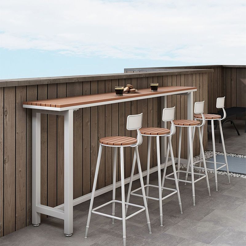Metal and Wood Rectangular Table, Industrial Style Minimalist Balcony Outdoor Bar Table Clearhalo 'Bar Furniture' 'Bar Tables' 'bar_tables' 'furn' 'furn_bar_tables' 'Furniture' 'Kitchen & Dining Furniture' 1200x1200_d8d3291d-e3a5-4b67-8e71-c65be580917f