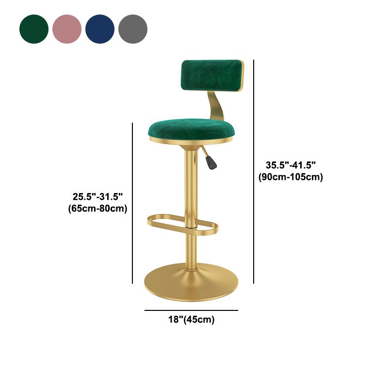 Glam Rotatable Backrest Counter Stool Steel Kitchen Bar Stool with Cushion and Pedal Clearhalo 'Bar Furniture' 'Bar Stools' 'bar_stools' 'furn' 'furn_bar_stools' 'Furniture' 'furniture_bar_stools' 'Kitchen & Dining Furniture' 1200x1200_d8d5fd38-9665-42cd-8678-19cdfeac39c6