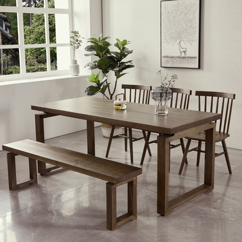 Modern 1/2/3/5 Pieces Dining Set Rectangle Double Pedestal Dinette Set in Natural Clearhalo 'Dining Room Sets' 'Dining Tables & Seating' 'dining_room_set' 'furn' 'furn_dining_room_set' 'Furniture' 'Kitchen & Dining Furniture' 1200x1200_d8d6338c-64f2-40b9-9b3f-293e21e58dbd