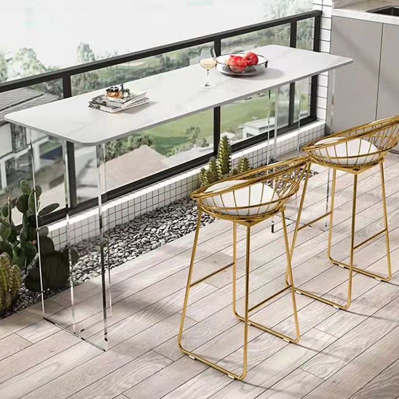 Modern White Stone Top Bistro Table with Acrylic Base for Small Places Clearhalo 'Bar Furniture' 'Bar Tables' 'bar_tables' 'furn' 'furn_bar_tables' 'Furniture' 'Kitchen & Dining Furniture' 1200x1200_d8d63a70-277b-41bb-848c-61ccf9b51aba