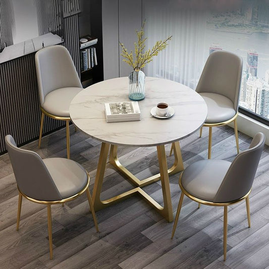 Fixed Sintered Stone Top Dining Room Furniture with 4 Legs Base Dining Table Sets for Home Clearhalo 'Dining Room Sets' 'Dining Tables & Seating' 'dining_room_set' 'furn' 'furn_dining_room_set' 'Furniture' 'furniture_dining_room_set' 'Kitchen & Dining Furniture' 'kitchen&dining_furn' 'kitchen' 1200x1200_d8d65c48-de88-4756-ba41-4cf0ffda5d89