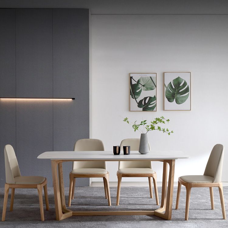 Simplicity Rectangle Dining Room Table Sintered Stone Table with Trestle Base Clearhalo ' dining_table' 'Dining Tables & Seating' 'Dining Tables' 'furn' 'furn_dining_table' 'Furniture' 'furniture_dining_table' 'Kitchen & Dining Furniture' 'kitchen&dining_furn' 'kitchen' 'kitchen_dining_table' 1200x1200_d8da22d1-3670-4daa-8604-638dce989d2e