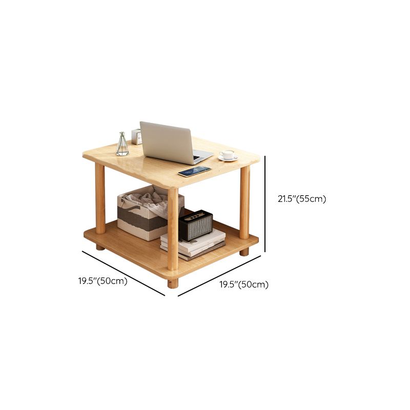 Contemporary Side Table Double Tier Wood Accent Side Table with Shelf