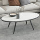 White Oval Stone Top Coffee Table with 4 Iron Legs Single Coffee Table Clearhalo 'Coffee & Accent Tables' 'Coffee Tables' 'coffee_tables' 'furn' 'furn_coffee_tables' 'Furniture' 'Living Room Furniture' 1200x1200_d8dc184e-7479-4655-9cd2-17e64ec33cae