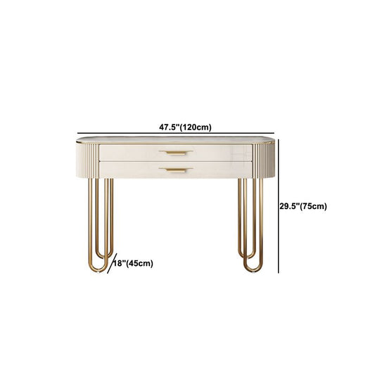 2 Drawers Makeup Table Desk Vanity for Women with Stool- 17.72" D