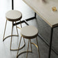 Tabouret de comptoir rond en similicuir moderne, sans dossier, avec repose-pieds