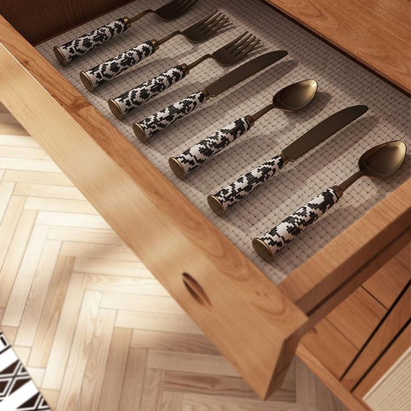 Servitore a buffet di vimini contemporanei in legno massiccio di pine