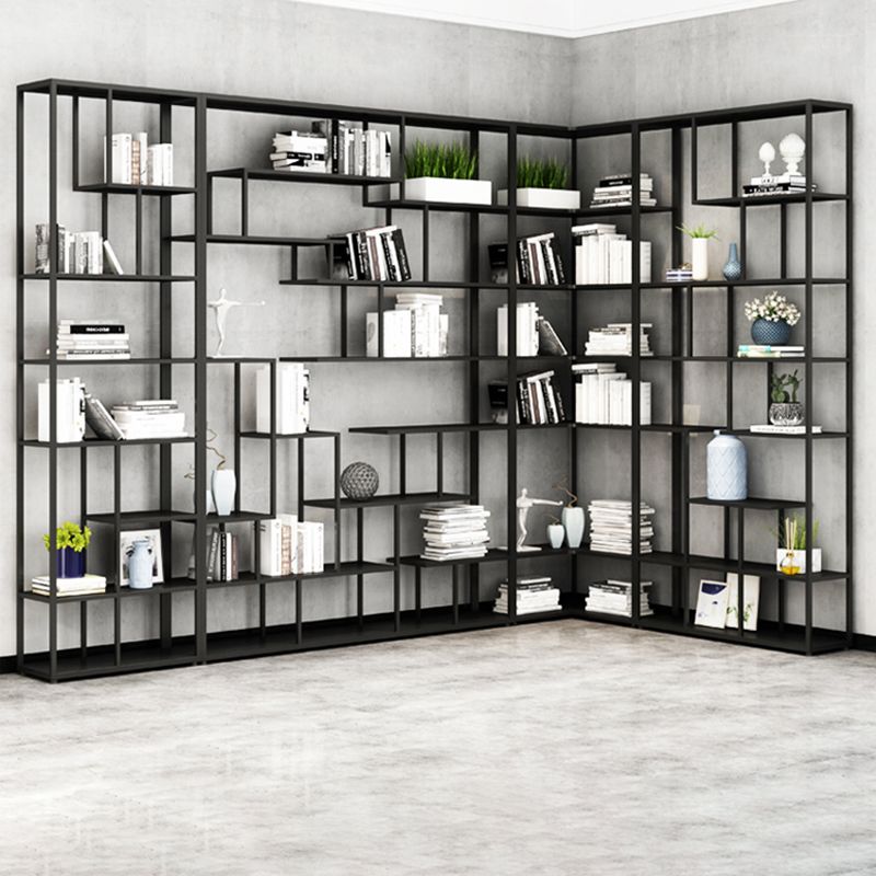 Contemporary Open Back Standard Bookshelf Metal Bookcase for Study Room Clearhalo 'Bookcases' 'furn' 'furn_bookcases' 'Furniture' 'Office Furniture' 1200x1200_d8ddeec1-ebd5-43e2-9f1d-85e7512ceab2
