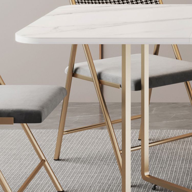 Contemporary Rectangle Dining Table Sintered Stone Drop-Leaf Table with Metal Base for Dining Room Clearhalo ' dining_table' 'Dining Tables & Seating' 'Dining Tables' 'furn' 'furn_dining_table' 'Furniture' 'furniture_dining_table' 'Kitchen & Dining Furniture' 'kitchen&dining_furn' 'kitchen' 'kitchen_dining_table' 1200x1200_d8df0e55-692c-4d6b-a968-d54f5ac4474e