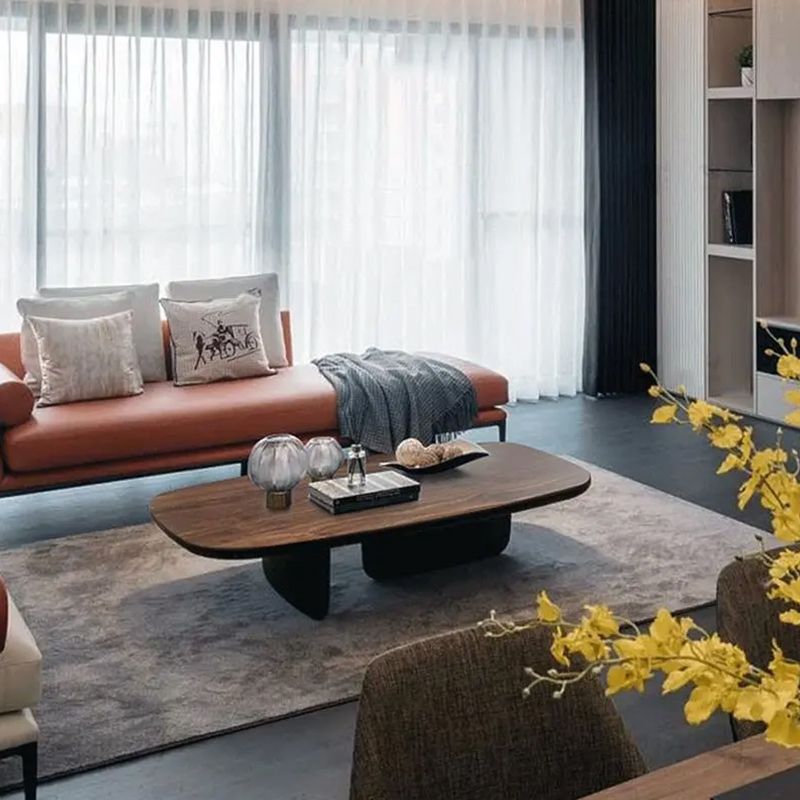 Mesa de centro escandinava de 15,75" de altura Mesa de centro de madera en nogal