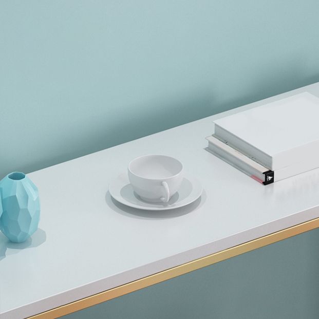 1/4 pièces Glam Glam Iron Bar Table Set Rectangle White Faux Marble Bistro Ensemble avec repose-pieds