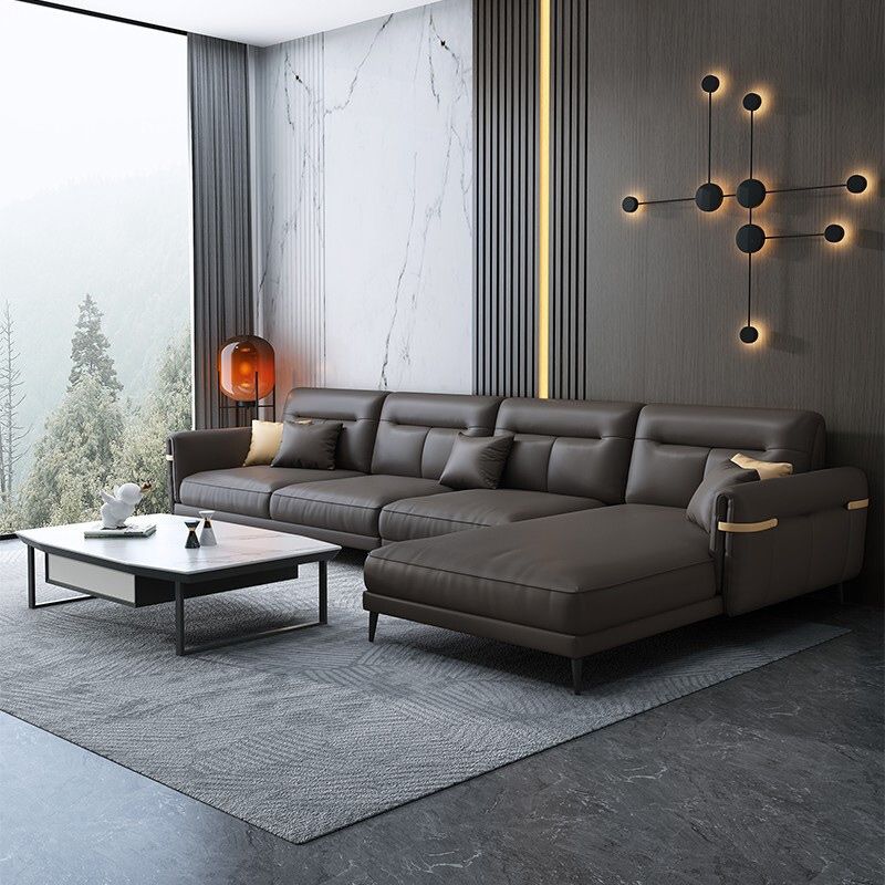 Stain-Resistant Sectionals,136" L Faux Leather Sectional with Chaise