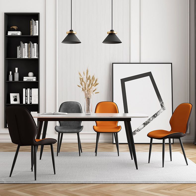 Contemporary Restaurant Leather Side Chair Matte Finish Parsons Dining Chair Clearhalo ' kitchen&dining_furn' 'Dining Chairs' 'Dining Tables & Seating' 'dining_chair' 'furn' 'furn_dining_chair' 'Furniture' 'furniture_dining_chair' 'Kitchen & Dining Furniture' 'kitchen' 1200x1200_d8e95ce7-fec2-4c28-94f5-0a0a7304fc5b
