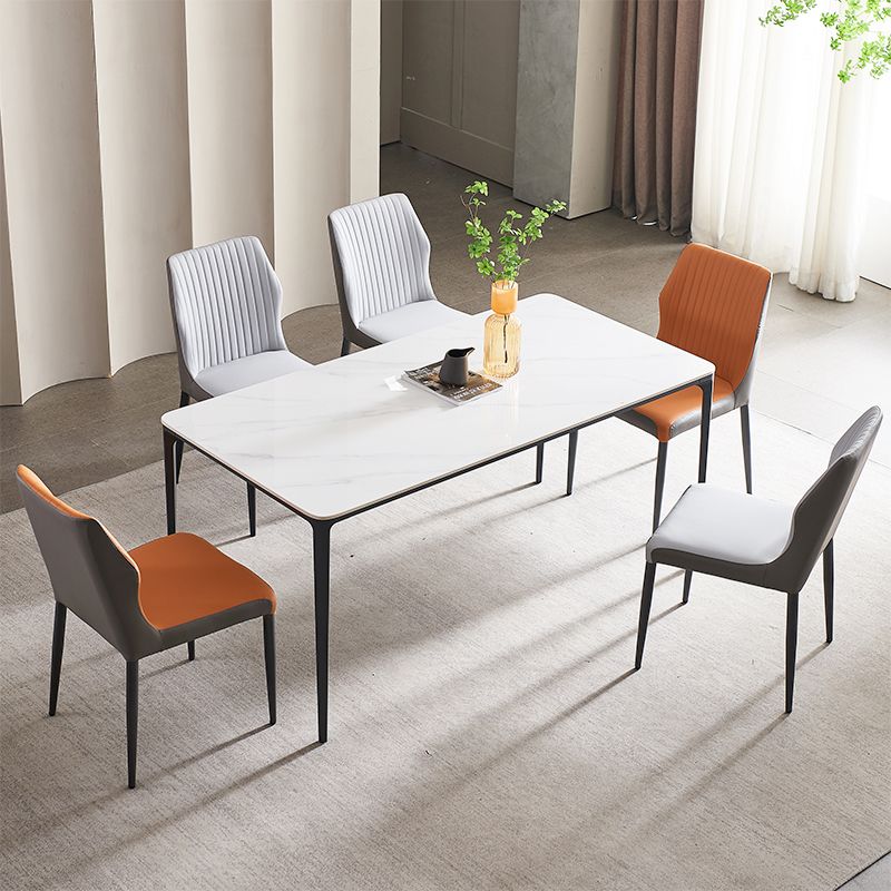 Modern 1/4/5/6/7 Pieces Dining Set Rectangle White Dining Table Set for Home Use Clearhalo 'Dining Room Sets' 'Dining Tables & Seating' 'dining_room_set' 'furn' 'furn_dining_room_set' 'Furniture' 'furniture_dining_room_set' 'Kitchen & Dining Furniture' 'kitchen&dining_furn' 'kitchen' 1200x1200_d8e9cd95-f6c5-4909-86e5-6b0e17d40b0b