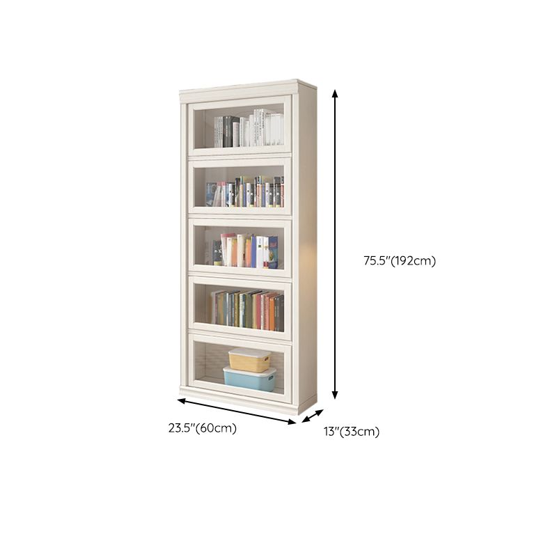 Wood Engineered Bookshelf Standard Contemporary Bookcase with Cabinets