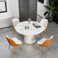 Table à manger ronde contemporaine, plateau en pierre frittée blanche, guéridon pour la maison